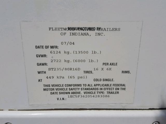 1EC5F362054283086 - 2005 FLEETWOOD PROWLER  WHITE photo 10