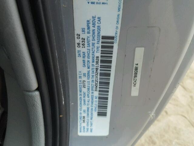 3VWDC21V32M813828 - 2002 VOLKSWAGEN CABRIO GLX 银色 照片 10