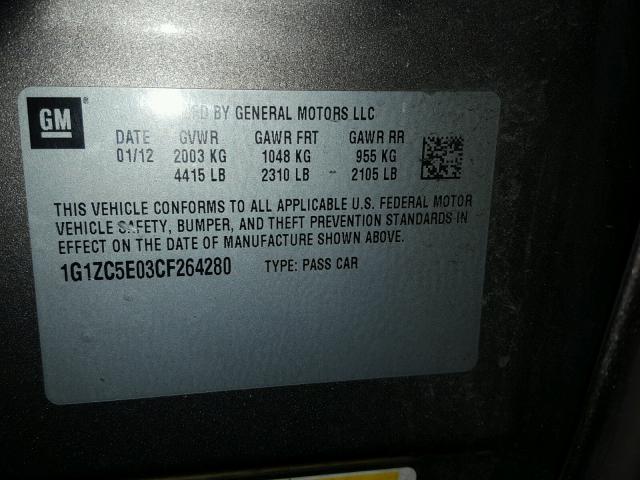 1G1ZC5E03CF264280 - 2012 CHEVROLET MALIBU 1LT BROWN photo 10