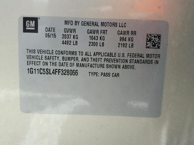 1G11C5SL4FF328066 - 2015 CHEVROLET MALIBU 1LT 棕色 照片 10