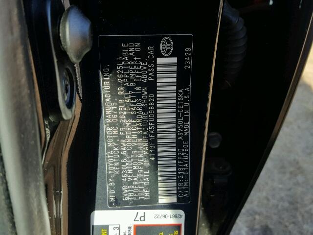 4T1BF1FK5FU098820 - 2015 TOYOTA CAMRY LE 黑色 照片 10