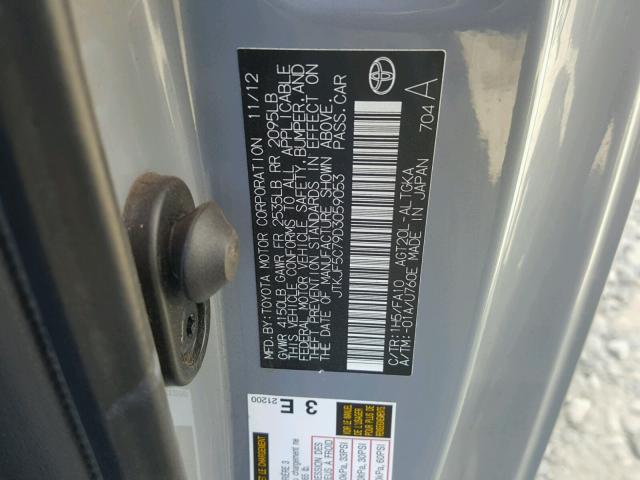 JTKJF5C79D3059053 - 2013 TOYOTA SCION TC 银色 照片 10