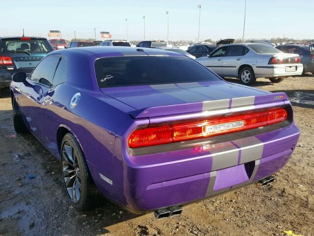 2C3CDYCJ2DH671907 - 2013 DODGE CHALLENGER PURPLE photo 3