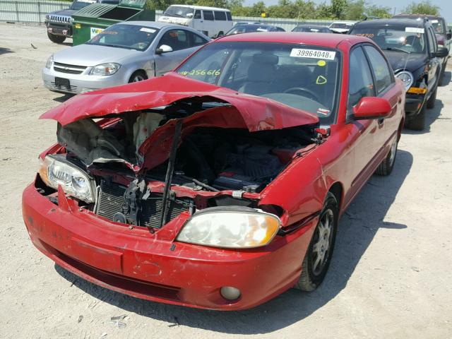 KNAFB121635256616 - 2003 KIA SPECTRA BA RED photo 2