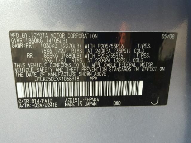 JTLKE50EX91068918 - 2009 TOYOTA SCION XB Grau Foto 10