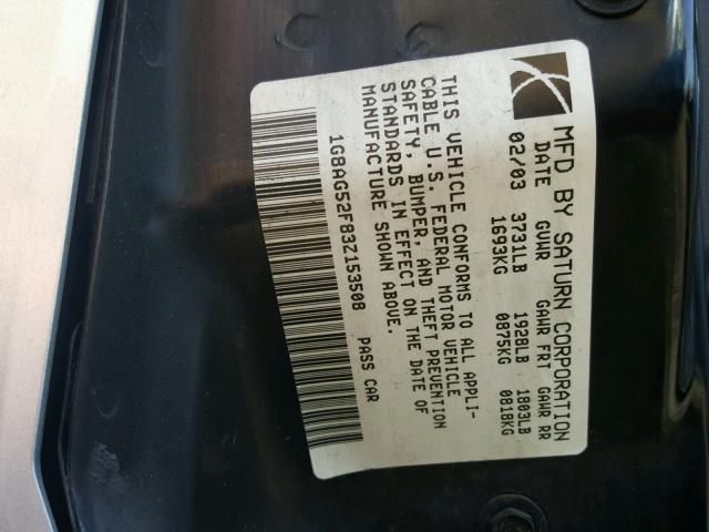 1G8AG52F83Z153508 - 2003 SATURN ION LEVEL RED photo 10