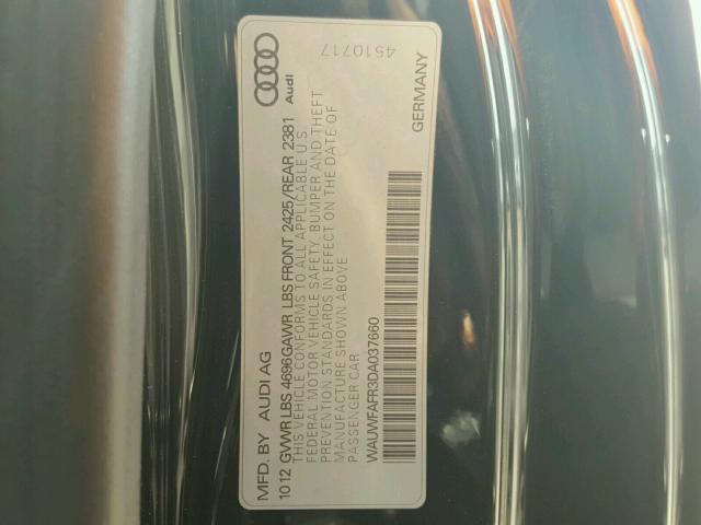 WAUWFAFR3DA037660 - 2013 AUDI A5 PRESTIG BLACK photo 10