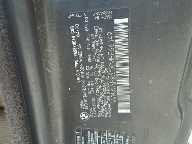 WBAAF931XMEE66149 - 1991 BMW 318 IS BLACK photo 10