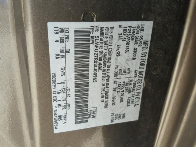 5LMFU27R03LJ00965 - 2003 LINCOLN NAVIGATOR Braun Foto 10