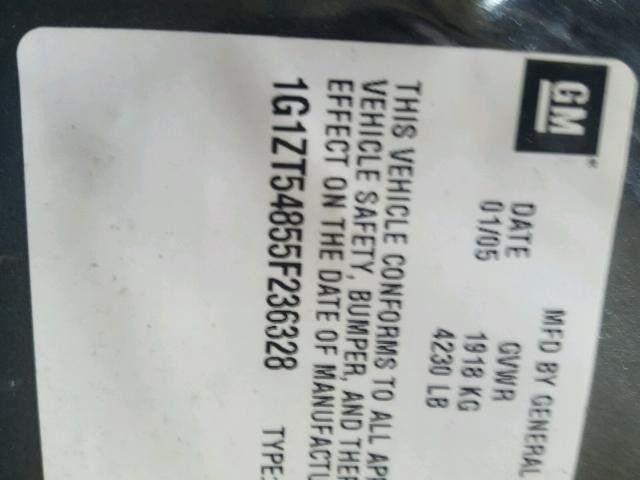 1G1ZT54855F236328 - 2005 CHEVROLET MALIBU LS GRAY photo 10