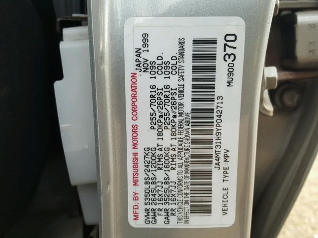 JA4MT31H9YP042713 - 2000 MITSUBISHI MONTERO SP SILVER photo 10