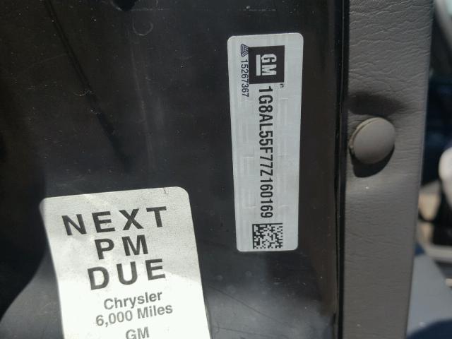 1G8AL55F77Z160169 - 2007 SATURN ION LEVEL BLACK photo 10