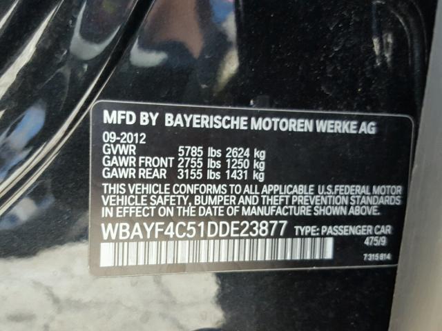 WBAYF4C51DDE23877 - 2013 BMW 740 LXI BLACK photo 10