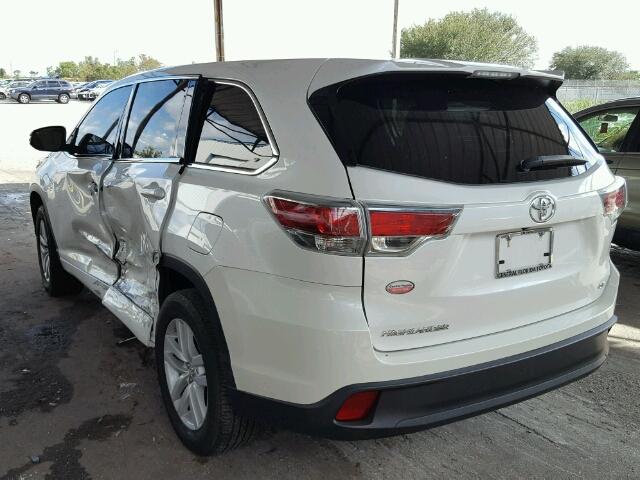 5TDZARFH9FS012773 - 2015 TOYOTA HIGHLANDER WHITE photo 3