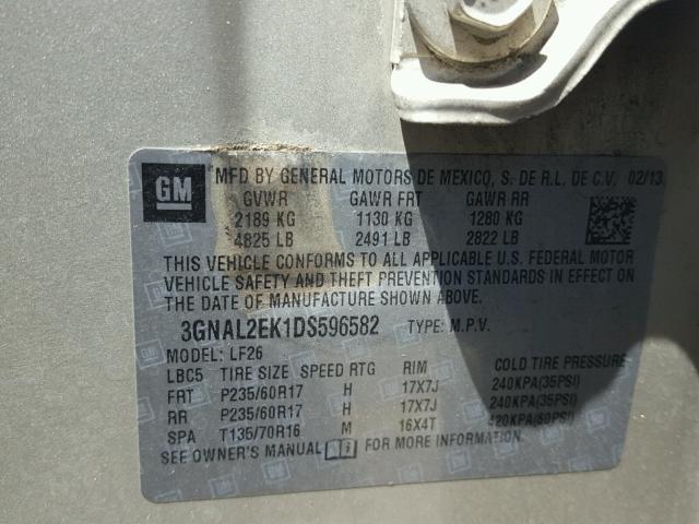 3GNAL2EK1DS596582 - 2013 CHEVROLET CAPTIVA LS 棕色 照片 10