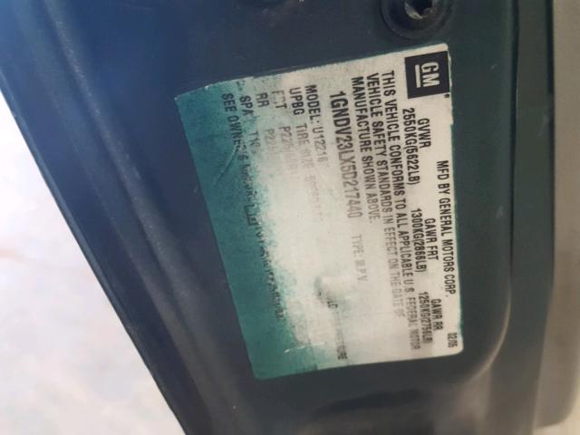 1GNDV23L25D209266 - 2005 CHEVROLET UPLANDER L მწვანე ფოტო 10