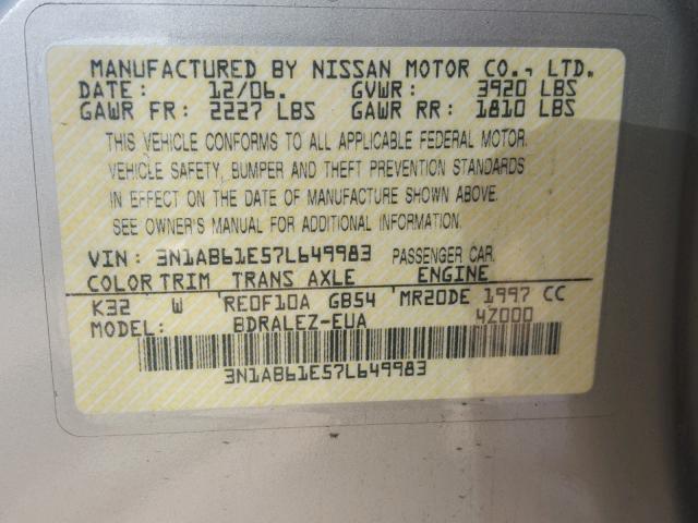 3N1AB61E57L649983 - 2007 NISSAN SENTRA 2.0 TAN photo 10