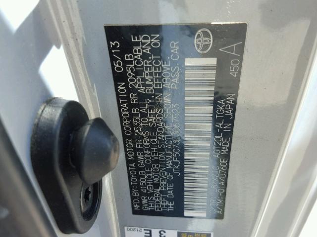 JTKJF5C73E3067523 - 2014 TOYOTA SCION TC 灰色 照片 10