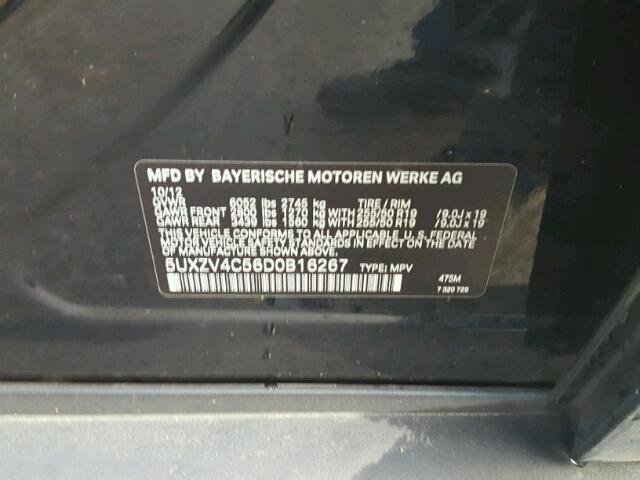 5UXZV4C56D0B16267 - 2013 BMW X5 XDRIVE3 Սև լուսանկար 10