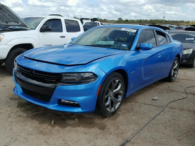 2C3CDXCT2FH918289 - 2015 DODGE CHARGER BLUE photo 2