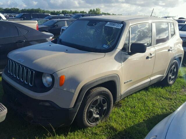 ZACCJAAT1GPD83654 - 2016 JEEP RENEGADE S TAN photo 2