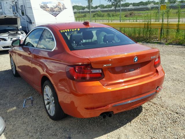 WBA1G9C51GVX97204 - 2016 BMW 228 XI ORANGE photo 3