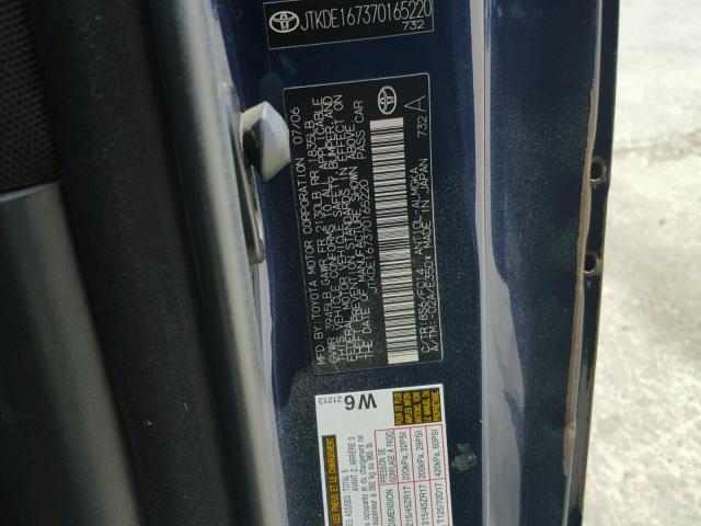 JTKDE167370165220 - 2007 TOYOTA SCION TC ლურჯი ფოტო 10