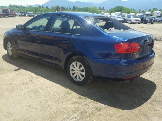 3VW1K7AJ8EM394427 - 2014 VOLKSWAGEN JETTA BASE BLUE photo 3