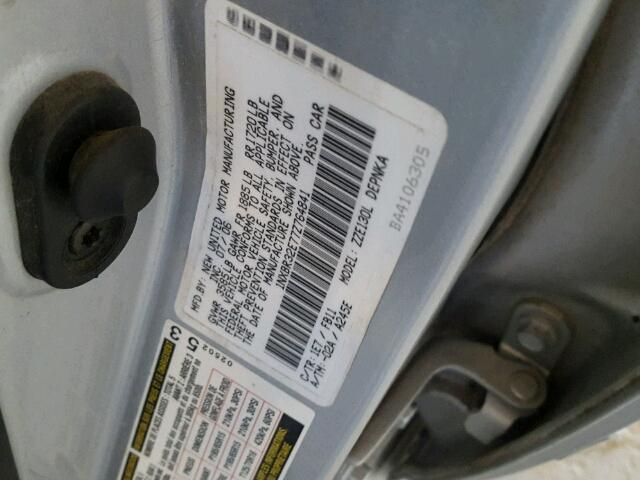 1NXBR32E77Z764841 - 2007 TOYOTA COROLLA SILVER photo 10