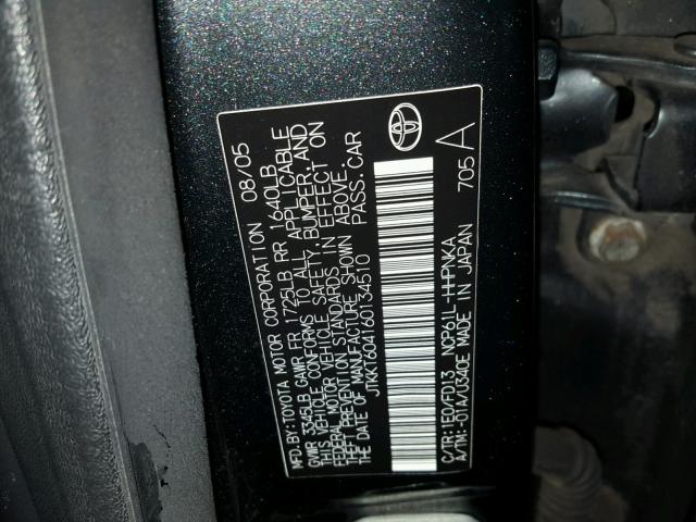 JTKKT604160134510 - 2006 TOYOTA SCION XA GRAY photo 10