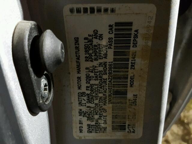 1NXBU4EE0AZ283661 - 2010 TOYOTA COROLLA GRAY photo 10