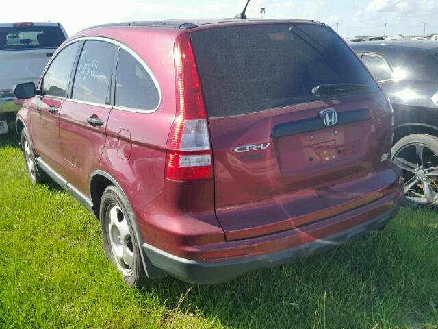 5J6RE3H39AL040323 - 2010 HONDA CR-V LX MAROON photo 3