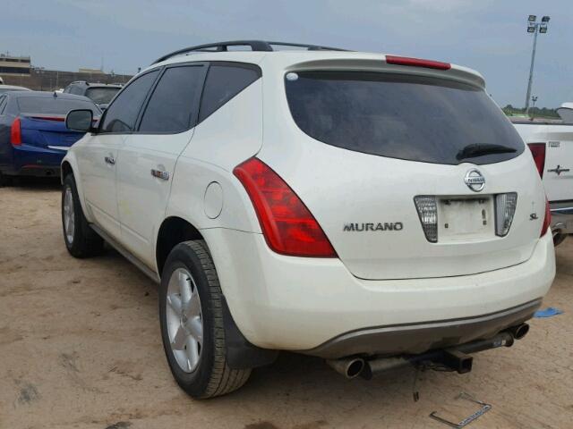 JN8AZ08T45W327499 - 2005 NISSAN MURANO WHITE photo 3