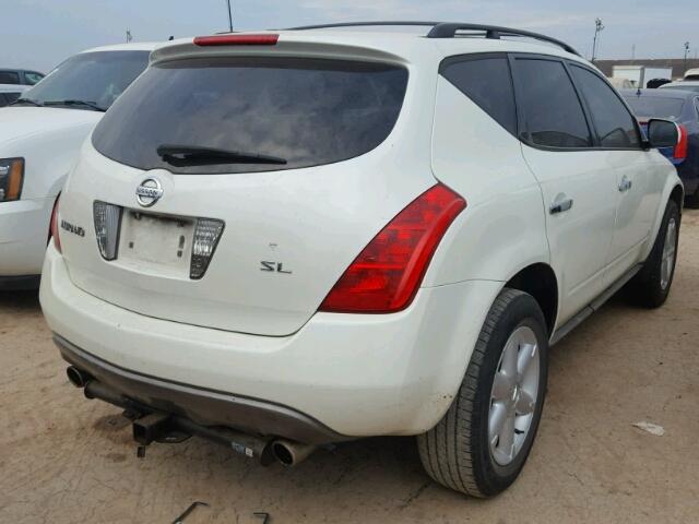 JN8AZ08T45W327499 - 2005 NISSAN MURANO WHITE photo 4