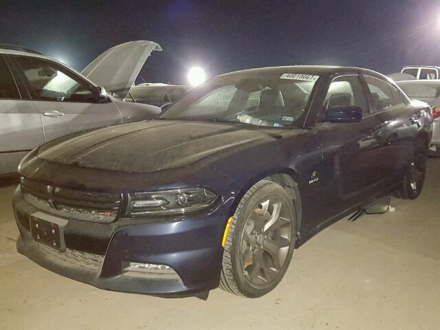 2C3CDXCT2FH784948 - 2015 DODGE CHARGER BLUE photo 2