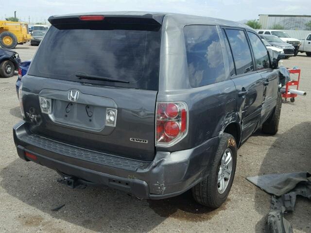 2HKYF181X7H505559 - 2007 HONDA PILOT LX CHARCOAL photo 4