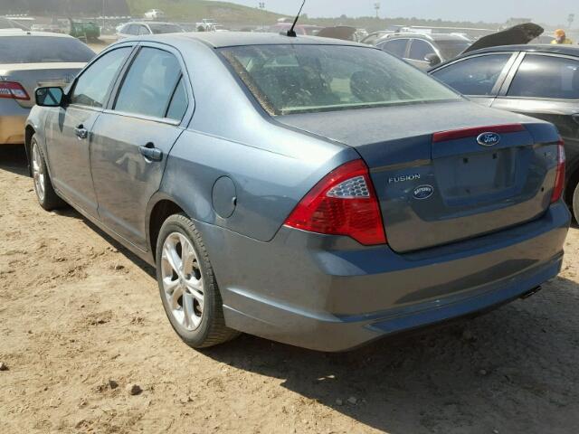 3FAHP0HA5CR258052 - 2012 FORD FUSION SE BLUE photo 3