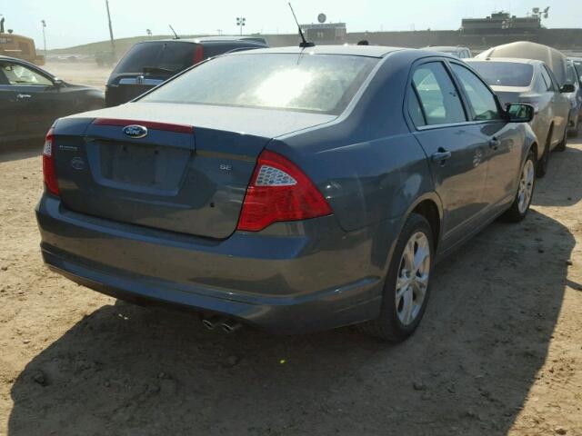 3FAHP0HA5CR258052 - 2012 FORD FUSION SE BLUE photo 4