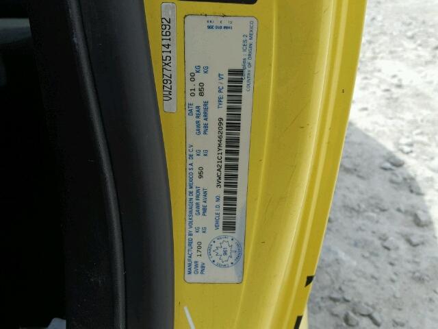 3VWCA21C1YM462099 - 2000 VOLKSWAGEN NEW BEETLE 黄色 照片 10