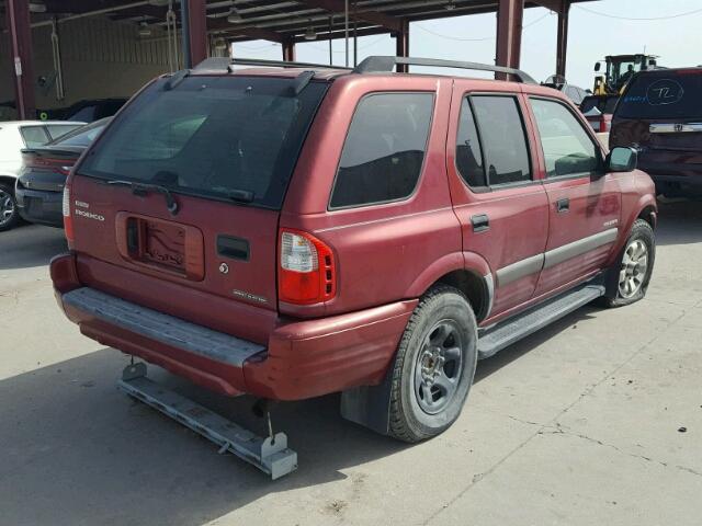 4S2CK58Y044304186 - 2004 ISUZU RODEO S RED photo 4