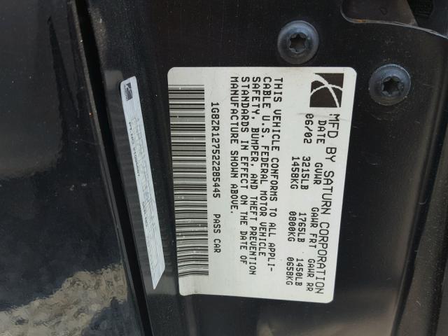 1G8ZR12752Z285445 - 2002 SATURN SC2 BLACK photo 10