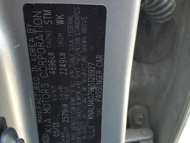 KNALN4D79E5126927 - 2014 KIA CADENZA PR GOLD photo 10