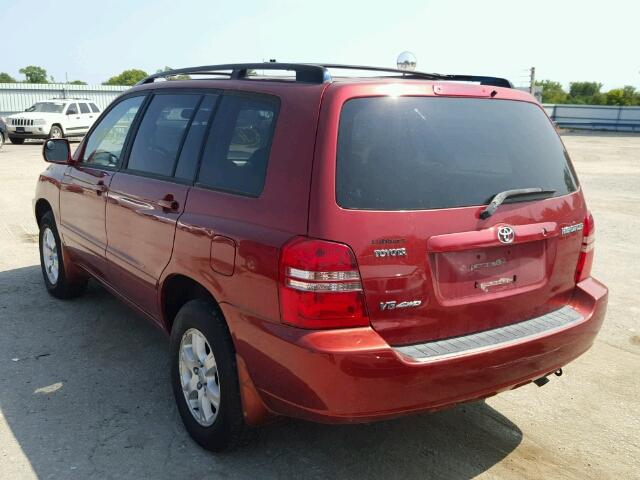 JTEHF21A920054853 - 2002 TOYOTA HIGHLANDER RED photo 3