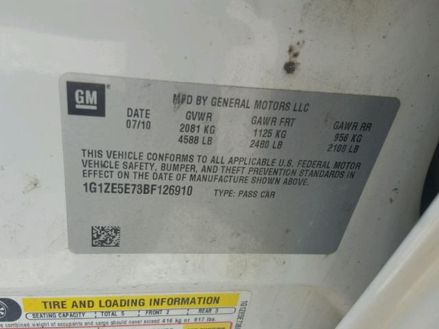 1G1ZE5E73BF126910 - 2011 CHEVROLET MALIBU LTZ 白色 照片 10