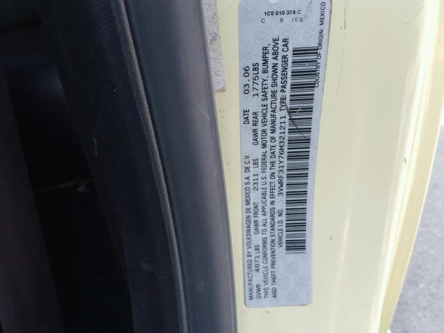 3VWRF31Y76M321211 - 2006 VOLKSWAGEN NEW BEETLE Sarı foto 10