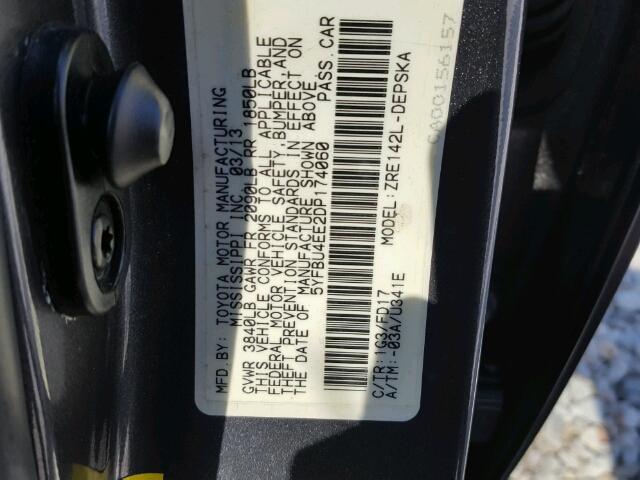 5YFBU4EE2DP174060 - 2013 TOYOTA COROLLA BA GRAY photo 10