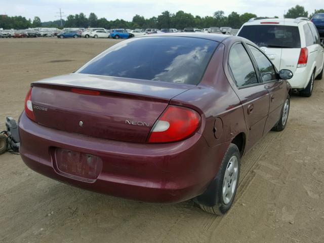 1B3ES46C51D248958 - 2001 DODGE NEON SE BURGUNDY photo 4