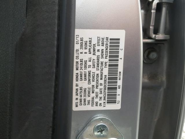 JH4CU2F66DC008244 - 2013 ACURA TSX TECH SILVER photo 10