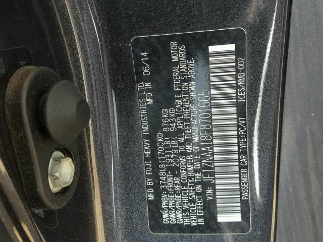 JF1ZNAA18F8701665 - 2015 TOYOTA SCION FR-S GRAY photo 10