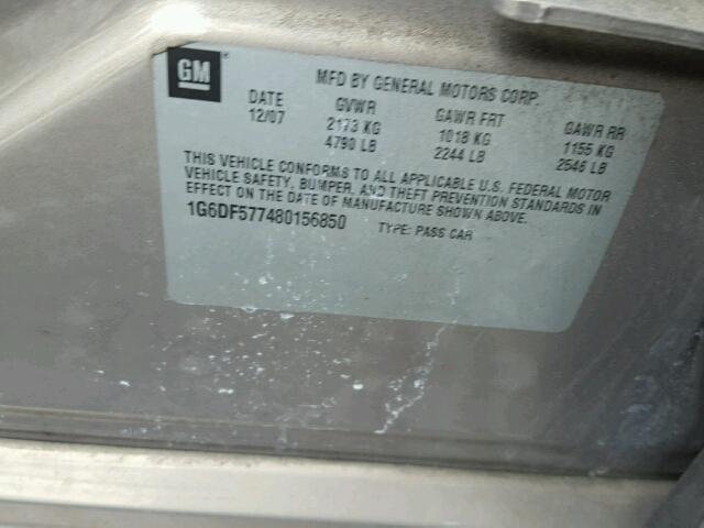 1G6DF577480156850 - 2008 CADILLAC CTS BROWN photo 10